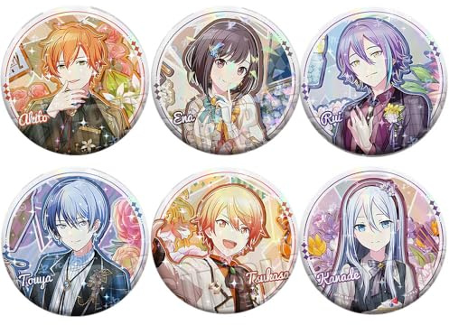 6 Pcs Project Sekais Tinplate Badge Game Figure Brooch Cool Pins, Metal, Sekais Rui Cosplay Accessories
