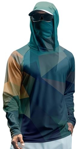 Men's Sun Protection Hoodie Shirts Long Sleeve UPF 50+ Swim Fishing Shirt with Hood Lightweight Rash Guard UV SPF
