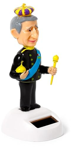 Brightium Solarpuppe – Solarfigur mit Solarpanel, King Charles of England, ideal für den Garten oder den Innenbereich, robust und leicht.