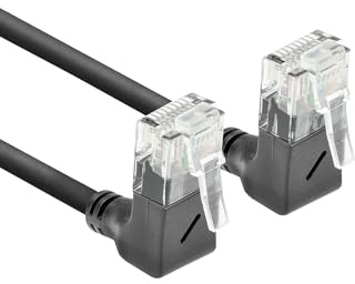 ACT CAT6A LAN Kabel Dünn U/UTP, gewinkelt doppel oben, 0,15M - DD6930 | ideal bei Platzmangel beim Anschließen