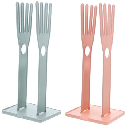 Ipetboom 2pcs Kitchen Glove Drying Rack and Towel Holder, Detachable Multi-Functional Glove Storage Stand for Kitchen Sink, Pink and Light Blue