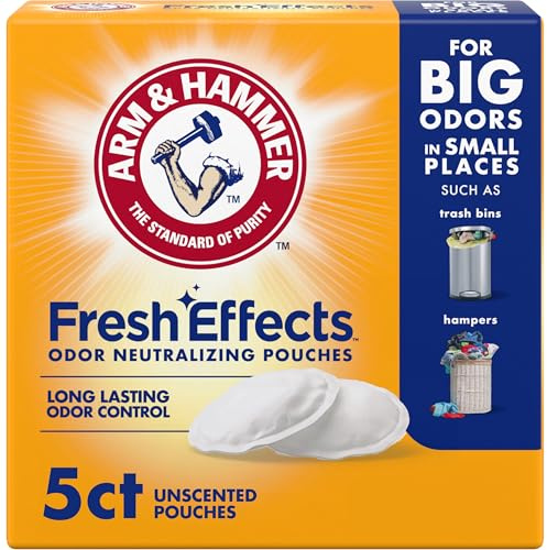 ARM & HAMMER Fresh Effects Odor Neutralizing Baking Soda Pouches, Long-Lasting Fragrance-Free Odor Absorber for Shoes, Cars, Home & Small Spaces, 5 Count