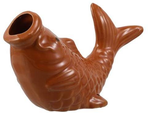 BESTonZON Cracheur D’étang à Poissons en Céramique, Statue Carpe Réaliste, Sortie D’Eau Résistante aux Intempéries, pour Jardin et Cour Extérieure