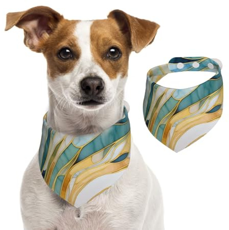 Hundehalstuch, Katzen-Halstuch, türkis-grün, goldfarbene Linie, Marmor, 1 Stück, Hundezubehör für kleine Hunde