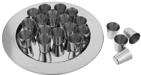 VICASKY Communion Cups and Plates Set 20pcs Stainless Steel Stackable Metal Chalices Church Service Ritual Worship Holy Communion Supplies