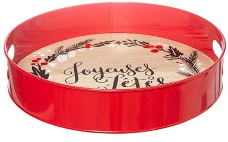 Atmosphera Créateur d'intérieur - Plateau de Service Ferme aux sapins 35cm Rouge