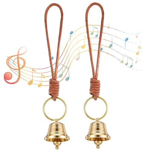 Lawnrden 2pcs Weihnachtsglocken Vintage Messing Hängende Glocke mit Seil, dekoratives klare Klingeltöne geeignetes Hausgarten Weihnachten |.Messingglocken