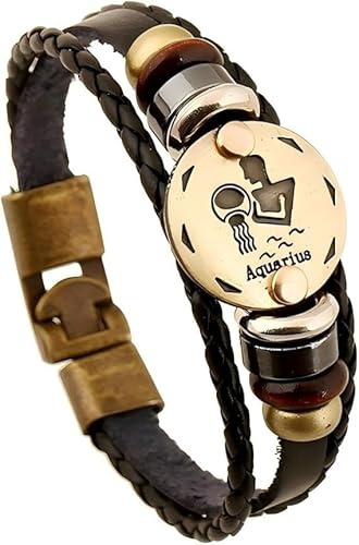 12 Constellation - Pulsera de piel trenzada de microfibra para hombre, con cierre magnético, longitud de 21 cm, One Size, Cuero, No es una piedra preciosa