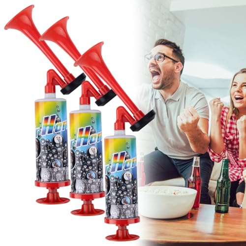 DqiUnaX 3 Tröten, Luft Signalhorn, Lautes Airhorn Zum Anfeuern, Fanfare Druckluft, Ideal Für Feste Und Veranstaltungen, Praktisches Set Mit 3 Signalhörnern