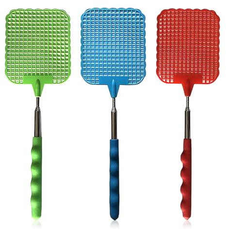 HABNI 3 Piezas Matamoscas Extensible Matamoscas De Plástico Control Manual De Swat Ajustable Para Controlar Moscas Mosquitos Avispas Plagas