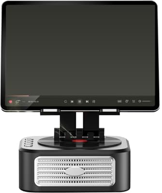 Genérico Soporte De Teléfono con Altavoz – Soporte Ajustable | Base Multifuncional con Carga | Gadget Portátil para Todos Smartphones, Tablets, Escritorio, Mesita, Hogar, Oficina, Entretenimiento