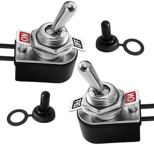Kippschalter 6A 125V 15A 220V, 2 Stück Kipptaster Wasserdicht 2 Position Ein Aus mit Wasserdichter Kappe, 2-pin Rocker Toggle Switch zum Auto KFZ LKW Boot