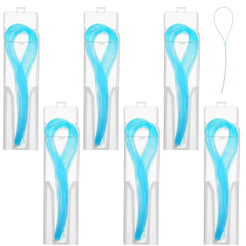 WJIAAA Lote de 300 soportes de hilo dental para puentes e implantes, hilo azul para puentes Threder, 6 cajas recargables de 50 unidades