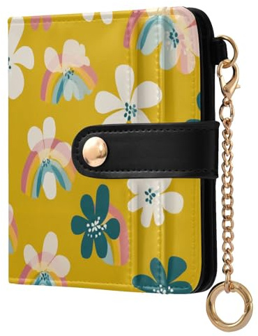 siphylline Azalea Yellow Rainbow Women's Leather Folding Wallet Unique Everyday PU Leather Wallet for Woman Girl