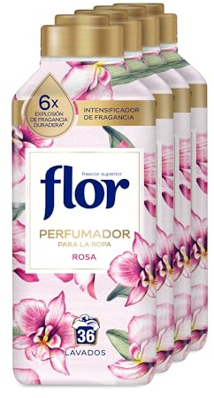 Flor Perfumador para la Ropa con fragancia floral Rosa, hasta 36 dosis, 720ml, 1 Unidad (Paquete de 4)