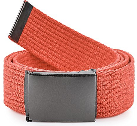 Ladeheid Gürtel Herren Verstellbarer Stoffgürtel aus Baumwolle Gürtel ohne Löcher für Männer Geeignet für Arbeit, Reisen oder Männergeschenke P10 (Orange-Graphite, 120 cm (Gesamtlänge 130 cm))