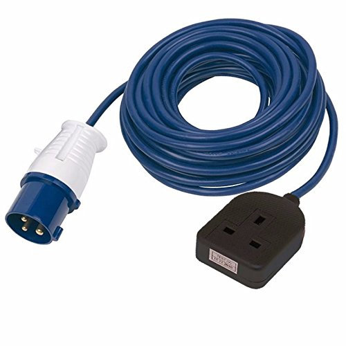 Zexum 5691 16 A Male to 1 Gang Socket Camping and Caravan Hook Up Extension Cable Lead, 230 V, Blue, 0.3 m