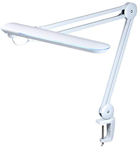 SEMPLIX LED Arbeits-Lampe weiß: (60 PCS LED, 4fach dimmbar) Mit Einer Tischklemme und Höhenverstellbarem Lampenarm