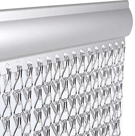 35 x 83 inch Sliver Aluminium Chain Curtain Metal Screen for Door Window Indoor Decoration