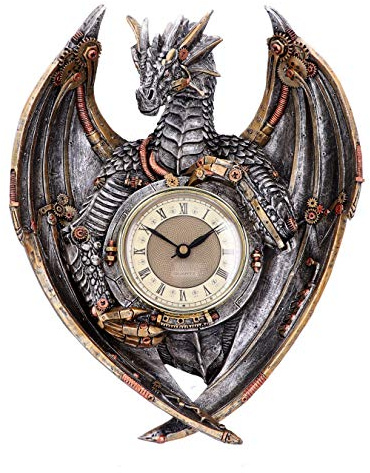 Nemesis Now Dracus Horologium 27,5 cm, Polyresin, Silber