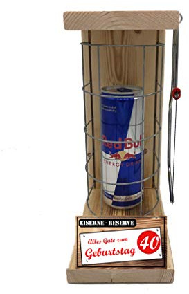Geburtstag Geschenk Red Bull Geschenk 40 Geburtstag Eiserne Reserve Gitter incl. Säge Geschenke Set zum 40. Geburtstag Text rot: Alles Gute zum 40. Geburtstag