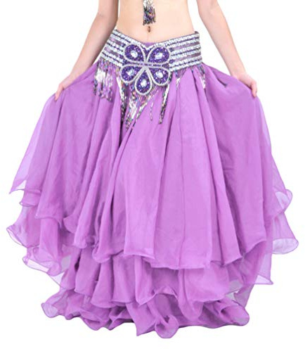 Damen Bauchtanz Rock Dreischichtige Chiffonrock Tanzrock Schwingen Tanz Rock