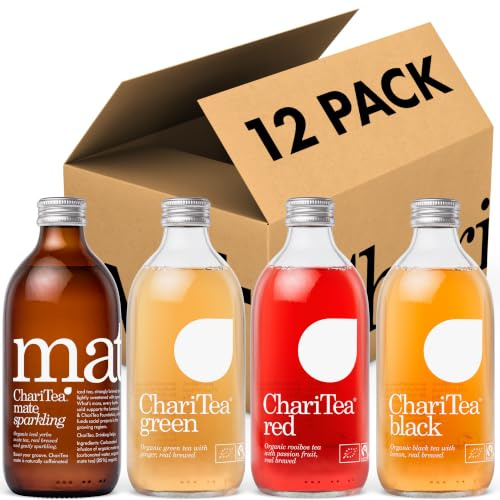 ChariTea Iced Tea: Mixed 12 Pack, 4 flavours (Red, Mate, Black, Green) - 12 x 330ml