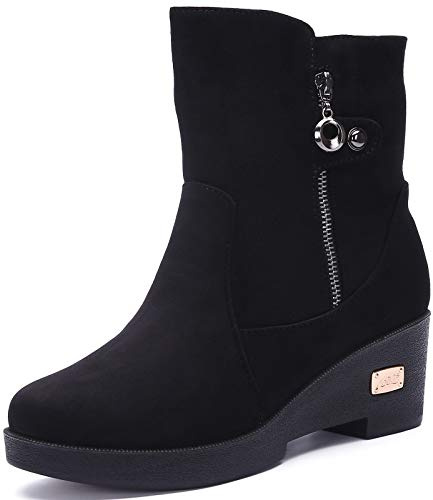 Gaatpot Donna Stivali da Neve Scarpe Inverno Outdoor Pelliccia Caldo Foderato Stivaletti Invernali Cerniera Moda Nero EU36=CN37