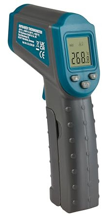 TFA Dostmann Ray Infrarot-Thermometer, 31.1136.20, zum Oberflächentemperatur messen, berührungslos, gemäß HACCP, für Handwerk, Hobby und Haushalt, türkis, L 39 x B 110 x H 144 mm