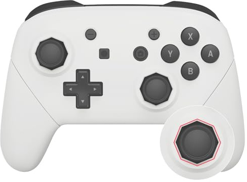eXtremeRate Grips Case für nintendo Switch Pro Controller, DIY-Ersatz Full Hülle Faceplate&Back Shell&Giffe Abdeckung&Tasten für Switch Pro Controller(Octagonal Gated Sticks Design,Weiß)