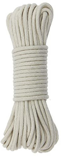 Jukway Corda in Cotone Naturale 3mm, Corda Intrecciata Rotonda 10m/32piedi con Anima, Filo macramè Multifunzione per Cucire, Impacchettare, Decorazioni Fai-da-Te, Artigianato - Bianco Grezzo (10M)