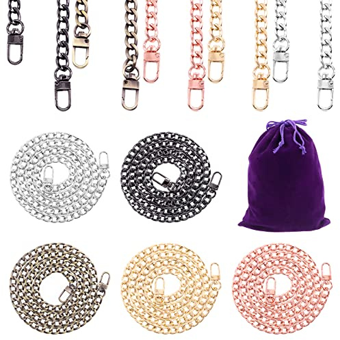 Swpeet Lot de 5 bracelets de rechange de luxe avec boucles,1 cm de large,2.4 mm de large,Pour sac à bandoulière en métal,Couleurs mélangées,Pour sac à main