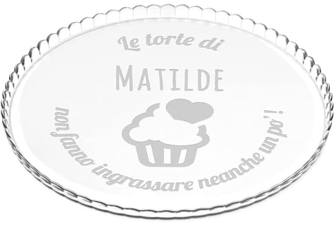 Maverton Vassoio Sottotorta in Vetro Trasparente | Porta Dolce Tondo Personalizzato con Incisione Laser, Piatto Torta da ca. 32,5 cm, regalo donna compleanno, Muffin