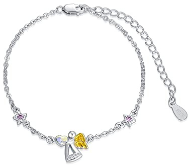 AOBOCO Schutzengel Armband Sterling Silber 925 Engel Armband, Taufe Kommunion Geburtstagsgeschenke für Mädchen Kinder