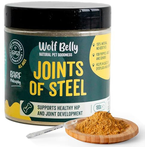 Wolf Belly - Integratore Articolazioni Cane e Gatto 100% Naturale (180 g) Condroprotettore con Cozza Verdi e MSM in Polvere | Articolazioni Forti | Antinfiammatorio con Calcio - Prodotto in Europa