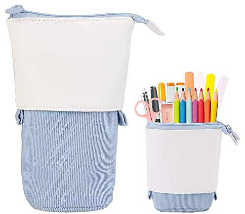 HIQE-FL Federmäppchen Reißverschluss,Pop-Up Bleistifthalter | 2-in-1 Schlampermäppchen und Stifteköcher,Student Federmäppchen,Teleskopisch Mäppchen,Stifteköcher für Teenager Schülerin