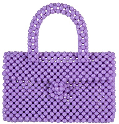 Abvokury YUSHINY - Pochette da donna in acrilico con perline color macaron, con tracolla, per matrimoni, serate e feste, Viola, Medium