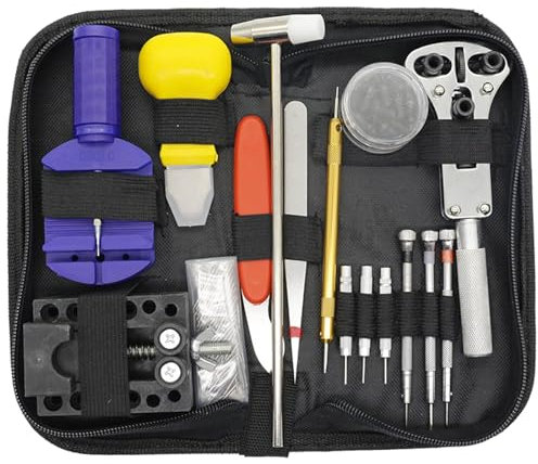 Lslansoon Uhrenreparatur-Werkzeugsatz, professioneller Federsteg-, Uhrenarmband-Gliederstift-Werkzeugsatz mit Trageetui, 147 Stück