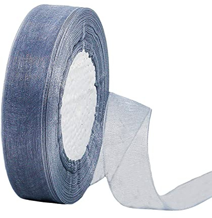 45m Organzaband Grau 20mm Breit Chiffo Geschenkband,Transparentes Organza Bänder Chiffonband Schleifenband Dekoband Geschenkverpackung Deko Band Tüllband für Weihnachten Hochzeit Taufe Geburtstag