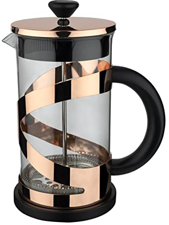 Café Olé Classico Kaffeepress Kupfer, 800 ml / 3 Becher / 6 Espressotassen, French Press-Kaffeemaschine, Edelstahl-Sieb, Glaskörper, Kupfer-Finish