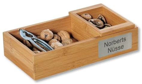 Sterngraf Nuss-Schale aus Holz mit Gravur (z.B. Namen), inkl. Nussknacker aus Metall, personalisiertes Geschenk zu Weihnachten, Geburtstag, 3-teiliges Set