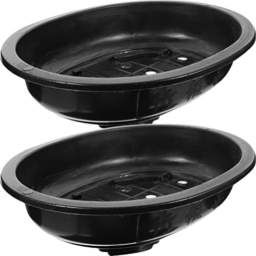 Happyyami 4stücke Ovale Blumentöpfe Aus Kunststoff Mit Entwässerungsloch Für Bonsai Für Garten Und Balkon Atmungsaktiv Und Durchlässig Für Gesunde Pflanzen
