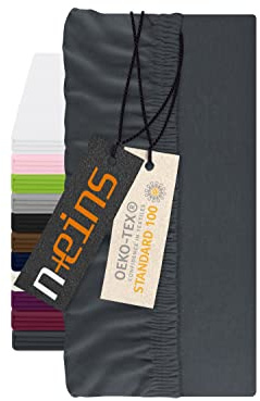 npluseins Spannbettlaken für Topper, 120 x 200 cm, Anthrazit | Jersey, hautfreundlich, für Matratzentopper, Öko-Tex Standard 100, rundum Gummizug, perfekter Sitz, formstabil, atmungsaktiv