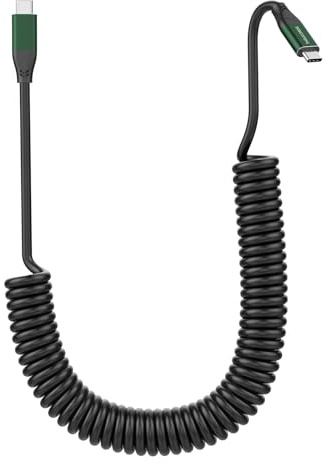 Thsucords USB C Spiralkabel 100W, 3.2 Gen 2 X 2 20Gbps Datenübertragung, Typ C 20V/5A PD Schnellladekabel, Video-Monitorkabel Unterstützt 4K @ 60Hz