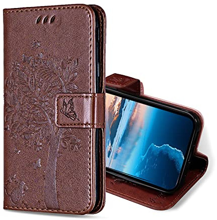KANVOOS Handyhülle für Samsung Galaxy S23 Hülle, PU Leder Schutzhülle mit Kartenfach, Flip Case Klappbar Stoßfeste Hülle für Samsung S23 (Braun)