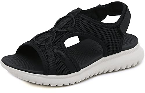 Acfoda Sandales Femme Été Léger Mode Confortable Orthopédique Chaussures Plate Sandalette Noir 42