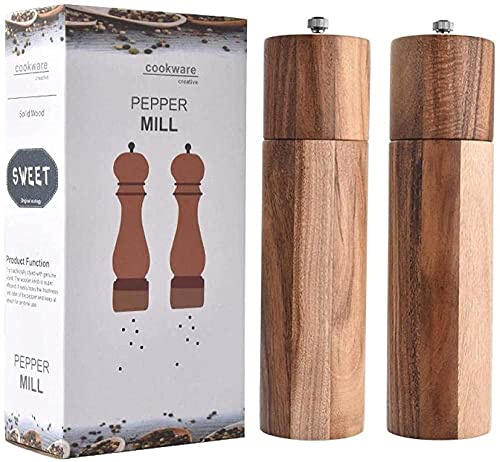 TONZN Sel Poivre en Bois Sel de Mer Manuel Moulin à Poivre Assaisonnement Cuisine Traiteur Barbecue Outils-r_2pcs Moulin à Sel Chili Moulin à Sel Moulins à Sel et à Poivre