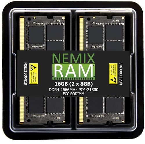 NEMIX RAM 16 GB (2 x 8 GB) DDR4 2666 MHz PC4-21300 1Rx8 1.2V CL19 260 pines ECC SODIMM KIT compatible con Synology Diskstation DS923+ NAS