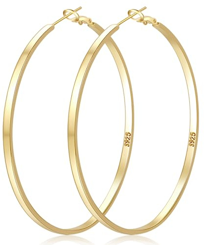 LOUMILEO Creolen Silber 925 Groß Hypoallergen Leicht Ohrringe Damen | Große leichte Creolen für Damen,925 Sterling Silber hypoallergen,Geschenk 30/40/50/60/65/70MM