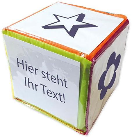 TimeTEX Blanko-Würfel - Großer bunter Würfel mit Einstecktaschen zur freien Gestaltung - 15 cm Seitenkante - 93584